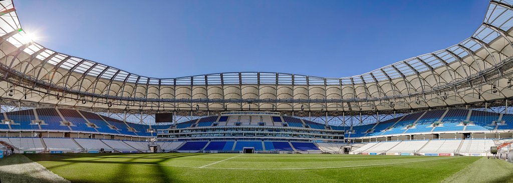 Футбольный стадион Волгоград Арена. Панорама футбольного поля